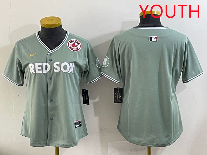 Youth 2025 Boston Red Sox Blank Light Green Joint Name Nike MLB Jersey style 3